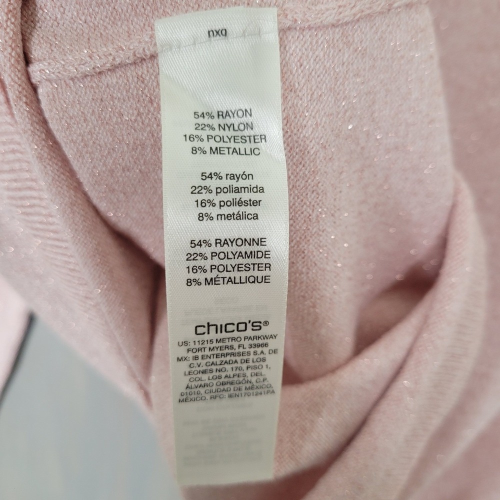 Chico's‎ Turtleneck Sweater Womens 1 Pink Sparkle Ashlan Pullover Metallic - Picture 7 of 8